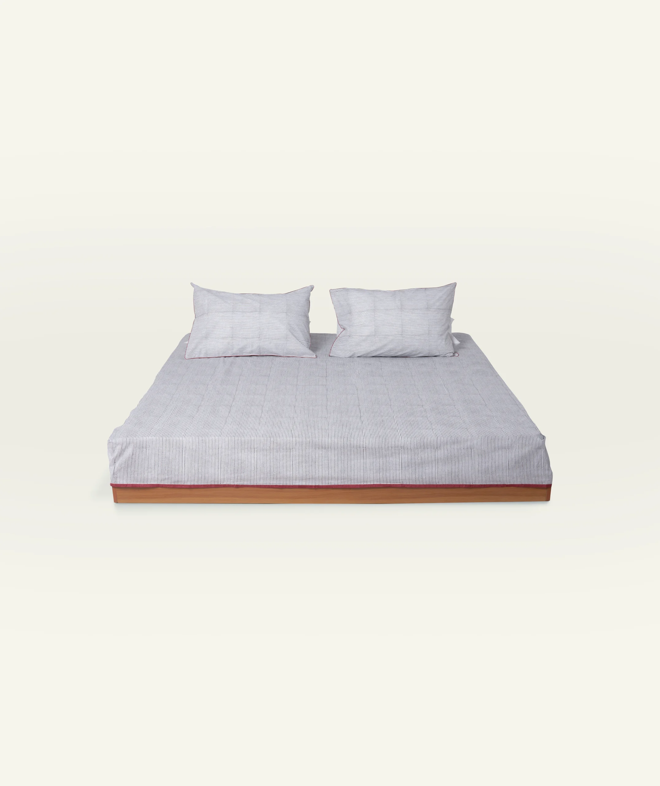 Cloudy Black with Candy Red Pure Stripes Flat Bedsheet
