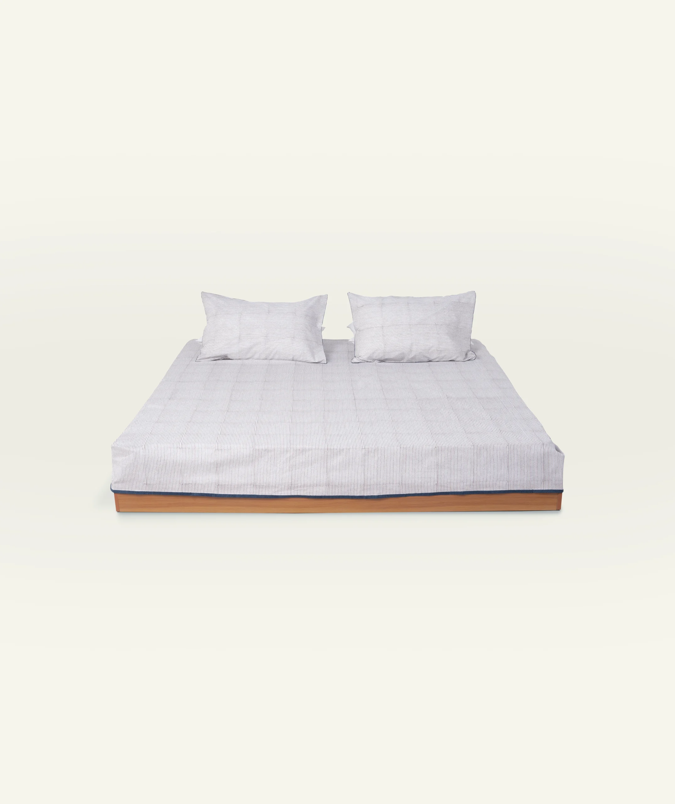 Mocha Brown with Haze Indigo Pure Stripes Flat Bedsheet | fromthem.com | Them